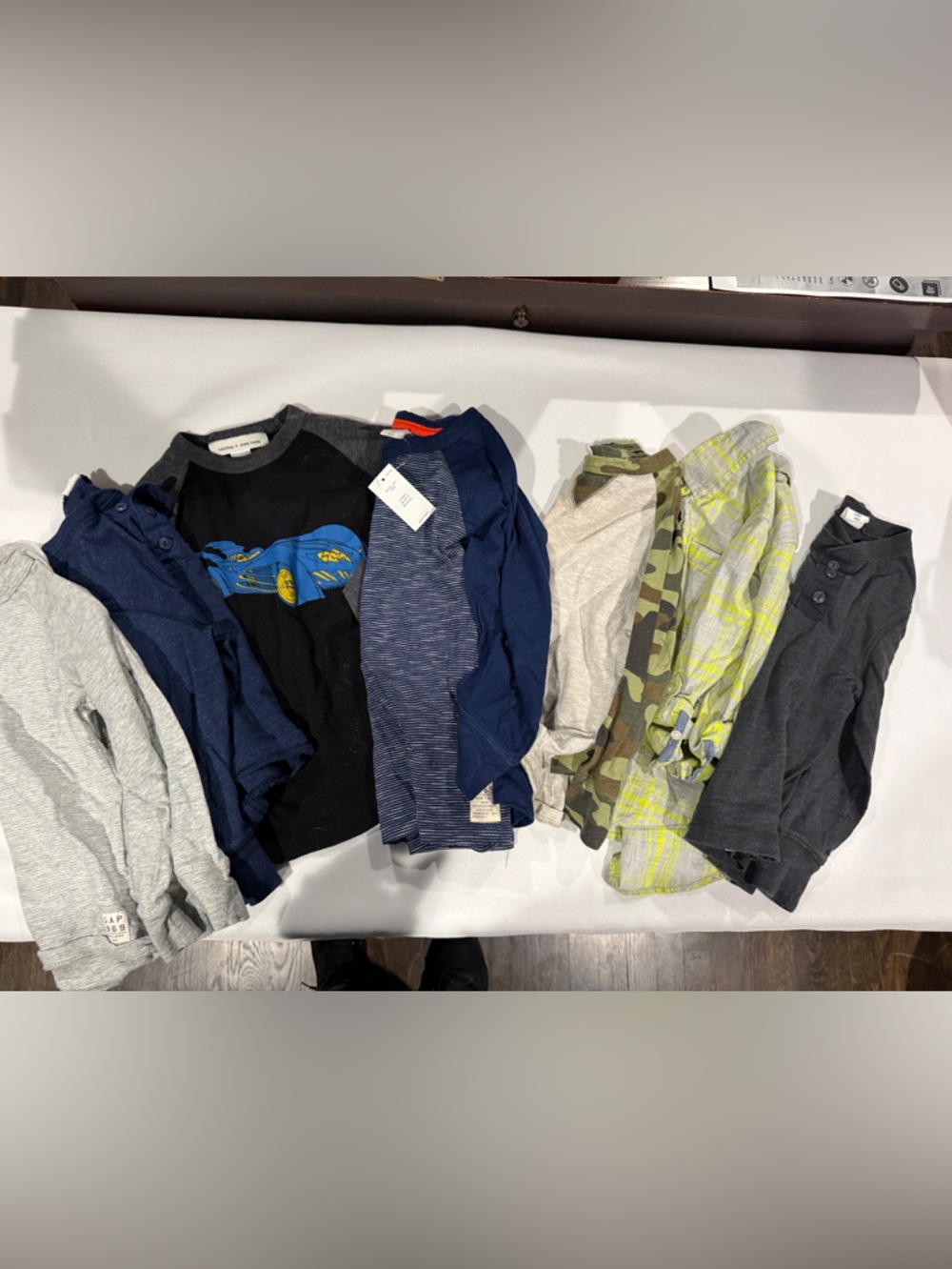 Assorted Boys Tops - Navy, Black, Gray, Camouflage & Neon Plaid Bundle